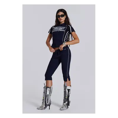 Racer Capri Trousers in Navy