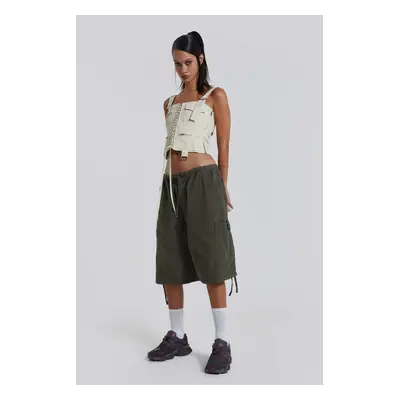 Khaki Parachute Cargo Shorts