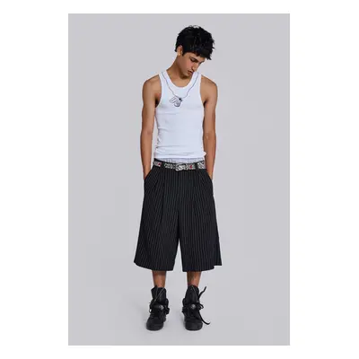 Black Pinstripe Goliath Baggy Shorts