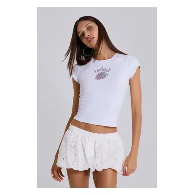 White Broderie Lulu Puffball Boxer Micro Skirt