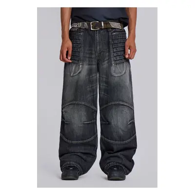 Washed Black Crash Biker Colossus Jeans