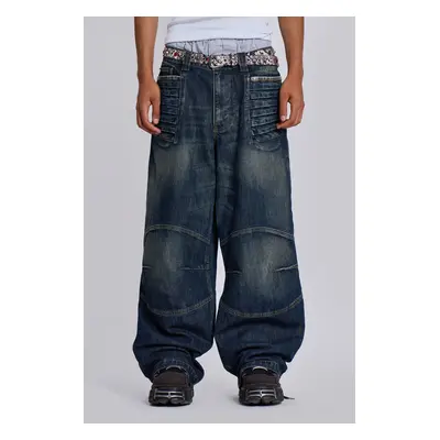 Mid Blue Crash Biker Colossus Jeans