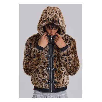 Leopard Faux Fur Hooded Mendoza Jacket