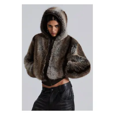 Bear Faux Fur Hooded Jacket