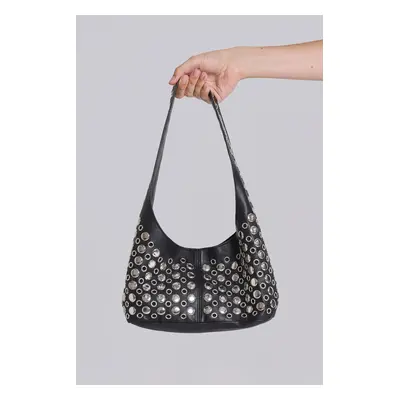 Osmium Studded Leather Bag in Black