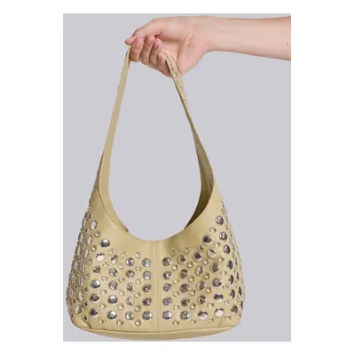 Osmium Studded Leather Bag in Cream