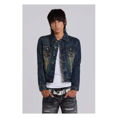 Creased Wash Stud Denim Jacket