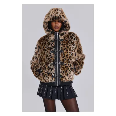 Leopard Faux Fur Hooded Mendoza Jacket