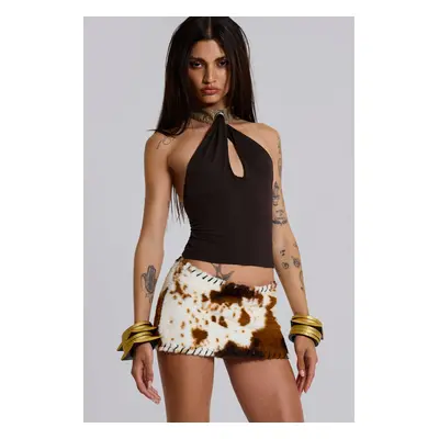 Kena Whipstitch Cow Micro Mini Skirt