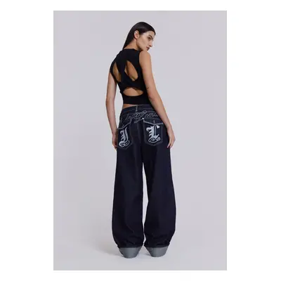 Sonic Embroidered Baggy Jeans In Indigo