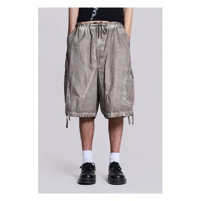 Stone Oil Wash Parachute Baggy Shorts