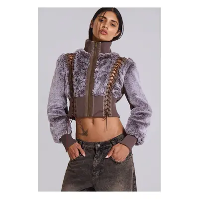 Carlotta Faux Fur Lace Up Jacket