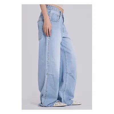 Nailed Studded Colossus Jeans in Light Blue Wash