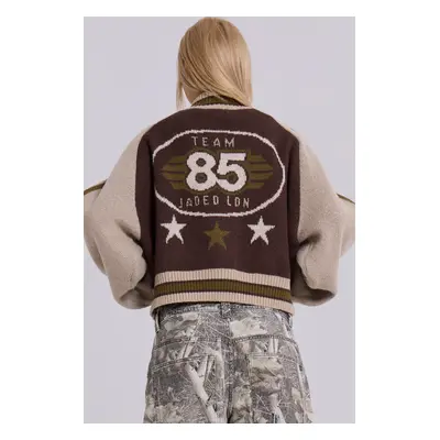 Brown Team 85 Knitted Bomber Jacket