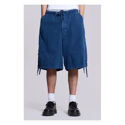 Washed Navy Parachute Baggy Shorts