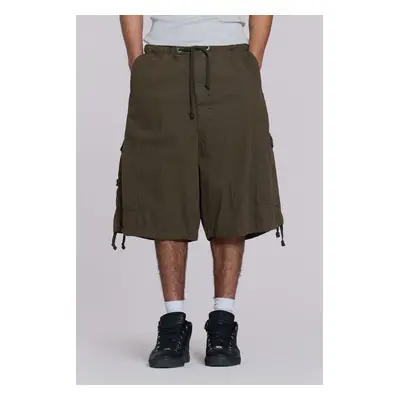 Khaki Parachute Cargo Baggy Shorts