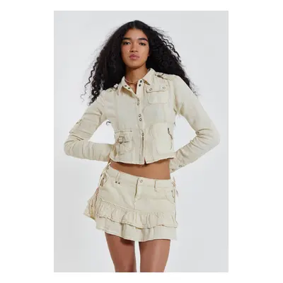 Santal Linen Cargo Mini Skirt