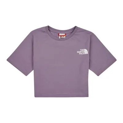 The North Face Girls S/S Crop Simple Dome Tee girls's Children's T shirt in Purple