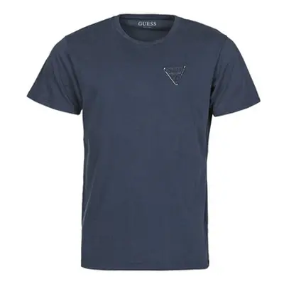 Guess LOGO ORGANIC BASIC CN SS TEE men's T shirt in Blue