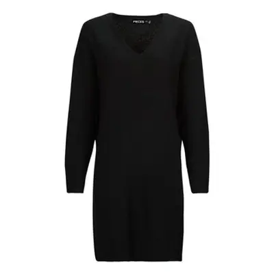 Pieces PCJULIANA LS V-NECK KNIT DRESS NOOS BC women's Dress in Black