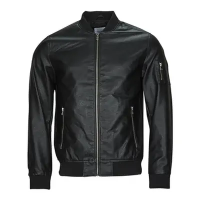 Jack & Jones JJROCKY PU BOMBER men's Jacket in Black