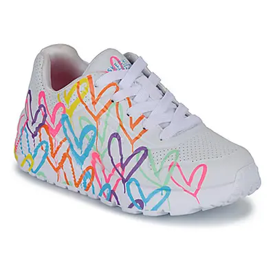 Skechers UNO LITE BASKETS girls's Children's Shoes (Trainers) in White