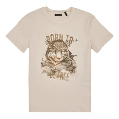 Ikks XW10113 boys's Children's T shirt in Beige