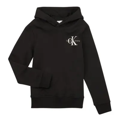 Calvin Klein Jeans SMALL MONOGRAM HOODIE girls's Children's Sweatshirt in Black