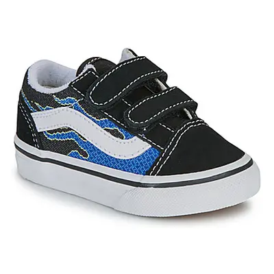 Vans Old Skool V PIXEL FLAME BLACK/BLUE girls's Children's Shoes (Trainers) in Black