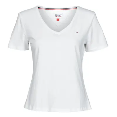 Tommy Jeans SOFT JERSEY V NECK women's T shirt in White