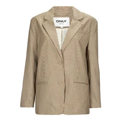 Only ONLMOLLY L/S OVS CHECK BLAZER TLR women's Jacket in Beige