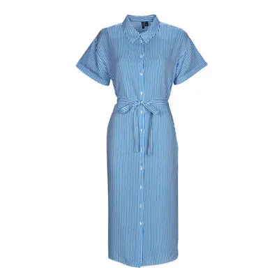 Vero Moda VMBUMPY SS CALF SHIRT DRESS NOOS women's Long Dress in Blue