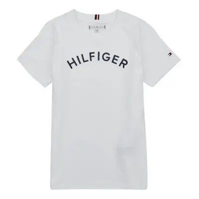 Tommy Hilfiger U HILFIGER ARCHED TEE boys's Children's T shirt in White