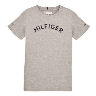 Tommy Hilfiger U HILFIGER ARCHED TEE girls's Children's T shirt in Grey