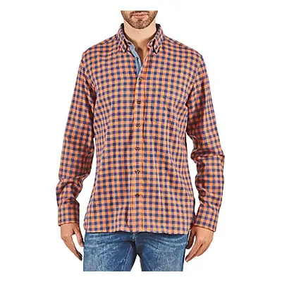 Hackett SOFT BRIGHT CHECK men's Long sleeved Shirt in Orange