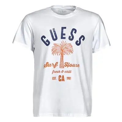 Guess SURF HOUSE CN SS TEE men's T shirt in White