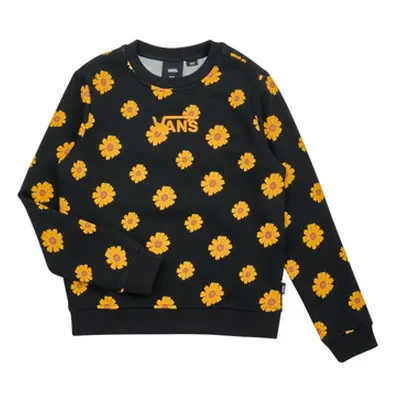 Vans SUNFLORAL CREW girls's Children's Sweatshirt in Black