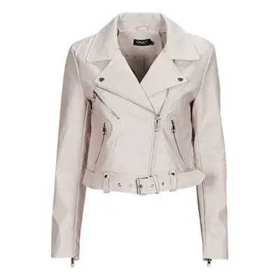 Only ONLNEWVERA FAUX LEATHER BIKER CC OTW women's Leather jacket in Beige