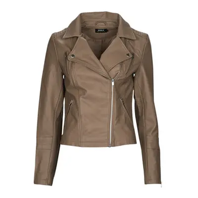 Only ONLGEMMA FAUX LEATHER BIKER women's Leather jacket in Brown