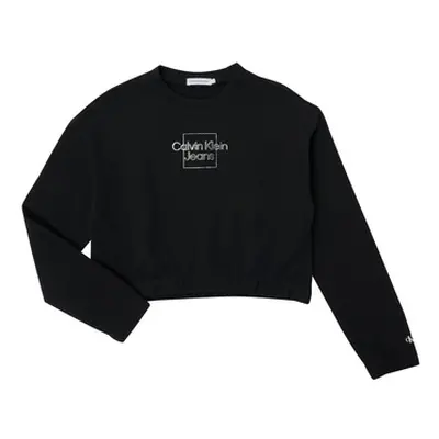 Calvin Klein Jeans METALLIC BOX LOGO SWEATSHIRT girls's Children's Sweatshirt in Black