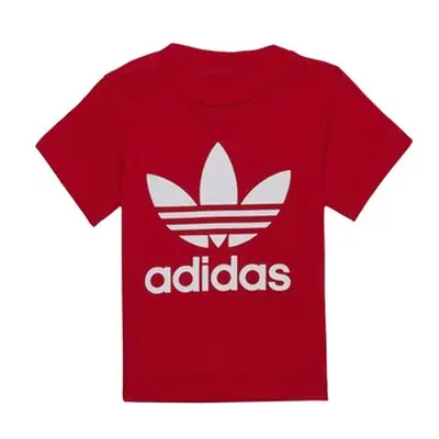 Adidas TREFOIL TEE girls's Children's T shirt in Red