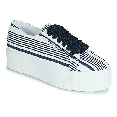 Superga 2790 COT MULTI STRIPE W women's Shoes (Trainers) in White