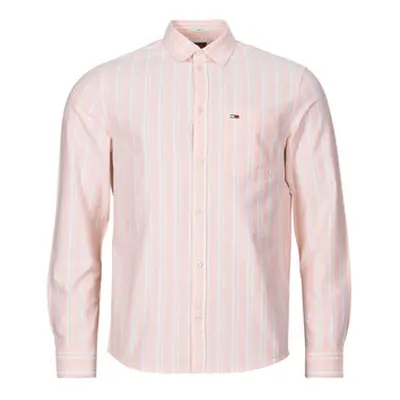 Tommy Jeans TJM REG OXFORD STRIPESHIRT men's Long sleeved Shirt in Pink