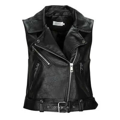 Only ONLVERA FAUX LEATHER WAISTCOAT women's Leather jacket in Black