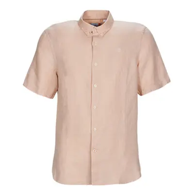 Timberland SS Mill River Linen Shirt Slim men's Short sleeved Shirt in Pink