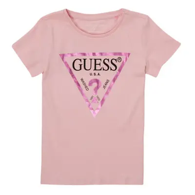 Guess CANCI girls's Children's T shirt in Pink