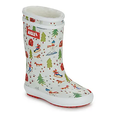 Aigle LOLLY POP FUR PRINT boys's Children's Wellington Boots in White