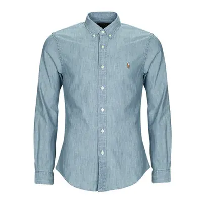 Polo Ralph Lauren CHEMISE COUPE SLIM EN DENIM men's Long sleeved Shirt in Blue