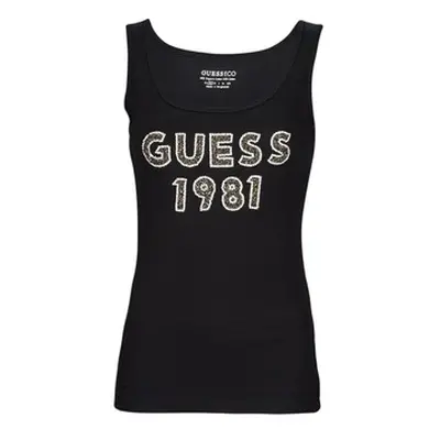 Guess LOGO TANK TOP women's Vest top in Black