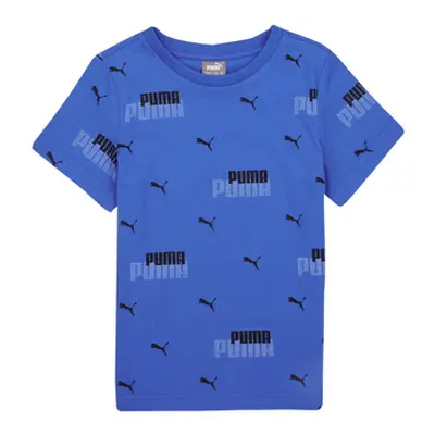 Puma ESS+ LOGO POWER AOP boys's Children's T shirt in Black